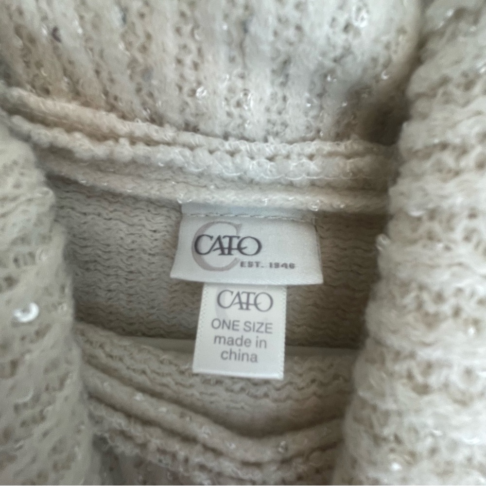 Cato Sequin Striped Cowl Neck Poncho Sweater - One Size - Picture 4 of 5